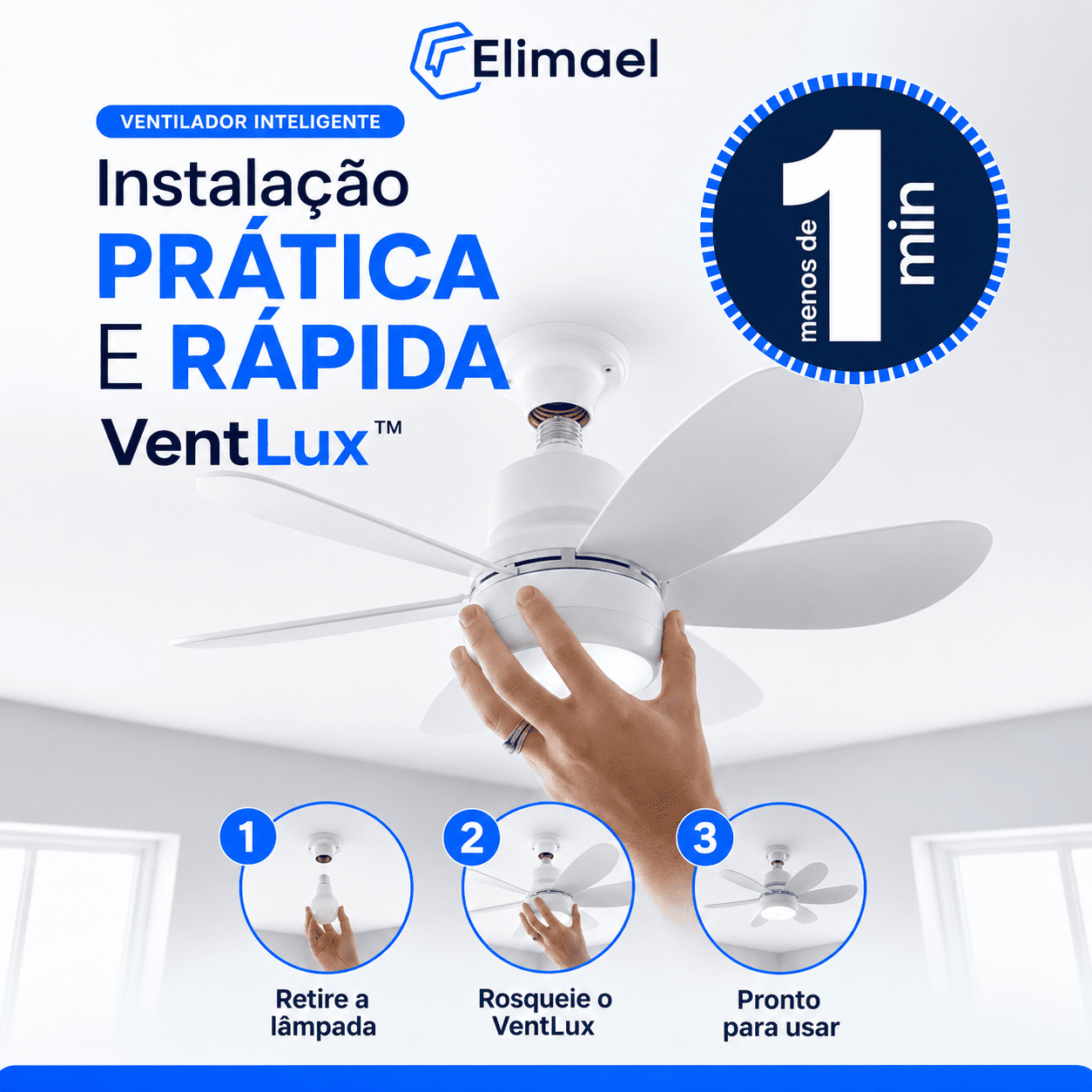VentLux™ - Ventilador Inteligente de Teto com Led