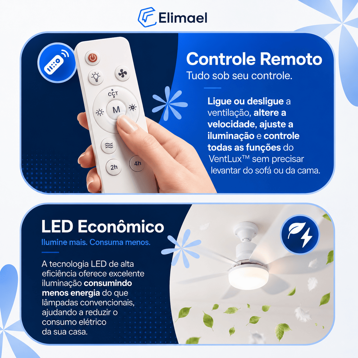 VentLux™ - Ventilador Inteligente de Teto com Led
