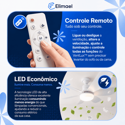 VentLux™ - Ventilador Inteligente de Teto com Led
