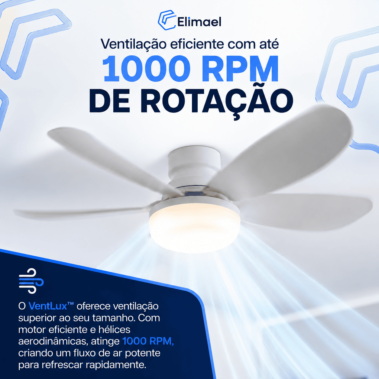 VentLux™ - Ventilador Inteligente de Teto com Led