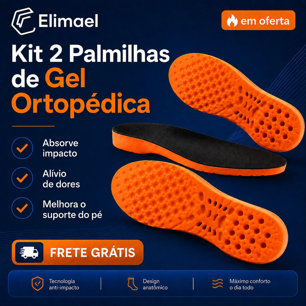 Kit 2 Palmilhas de Gel Ortopédica